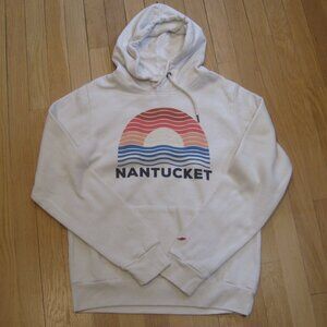 League TR150 Heather Varsity White Hooded Sweatshirt Size L Nantucket Print
